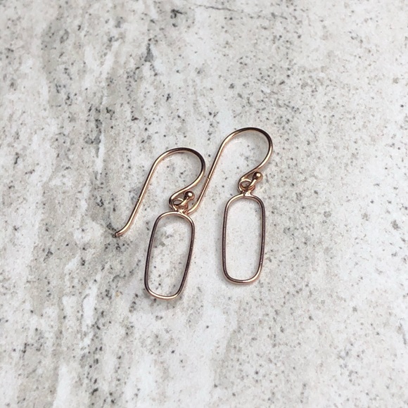 925 Sterling Silver Rose Gold Oval Dangle Earrings - Picture 3 of 16